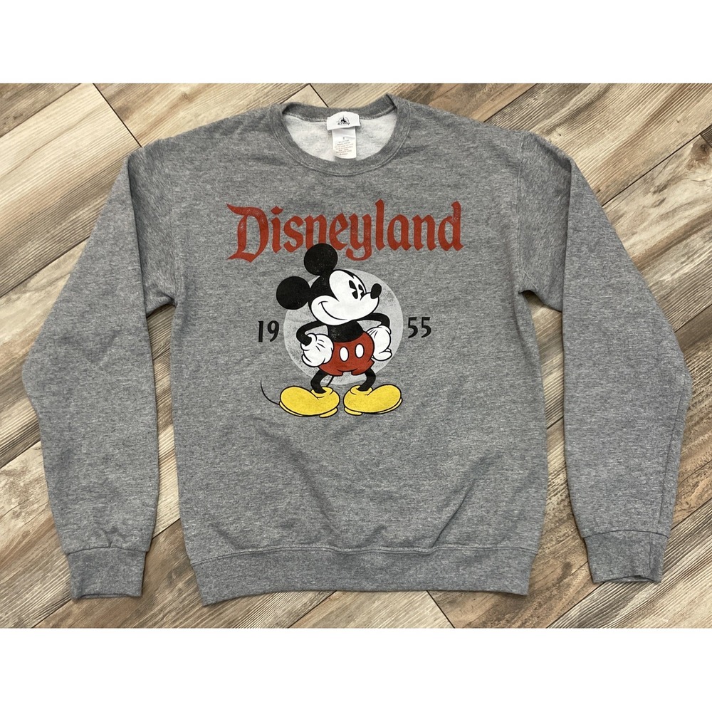 Disneyland Mickey Mouse Sweatshirt Gray Pullover Crewneck 1955 Retro‎ Size S